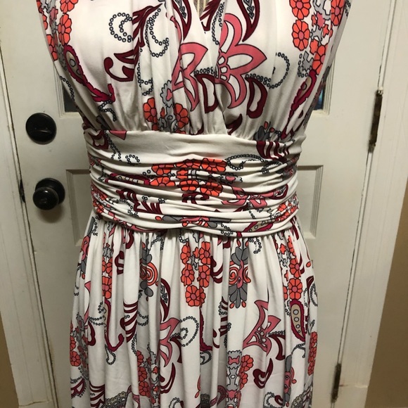 Evan Picone white/pink floral knit dress - Picture 3 of 8